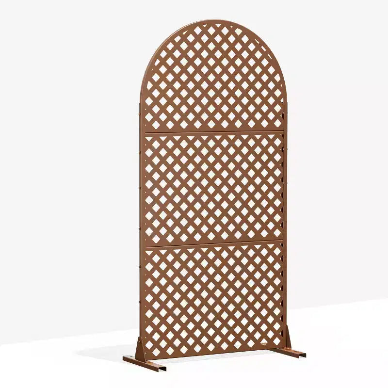 MAYEERTY Divisor de ambientes Pantalla Laurence Diamond Brown Arch Chapa galvanizada 72x35x16in Juego de 3 piezas