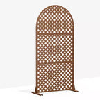 MAYEERTY Divisor de ambientes Pantalla Laurence Diamond Brown Arch Chapa galvanizada 72x35x16in Juego de 3 piezas