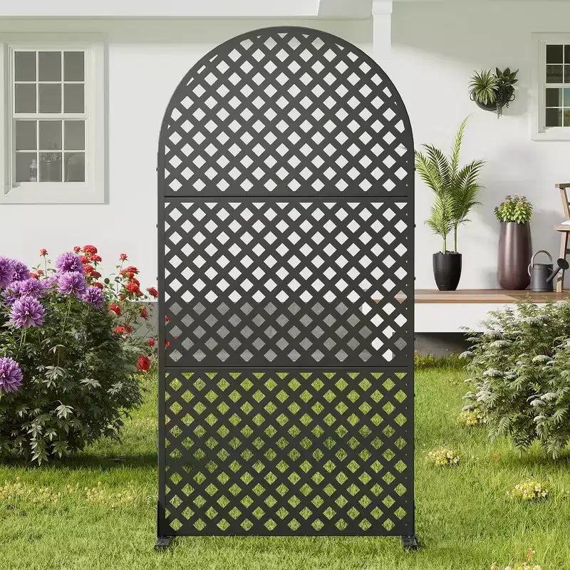 MAYEERTY Divisor de ambientes Pantalla Laurence Diamond Brown Arch Chapa galvanizada 72x35x16in Juego de 3 piezas