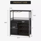 Mueble Bar de Vinos de 3 Niveles con Botellero y Espacio de Almacenamiento, Aparador con Soporte para Copas y Puerta de Malla, para Cocina, Sala de Estar y Bar
