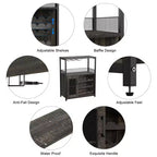 Mueble Bar de Vinos de 3 Niveles con Botellero y Espacio de Almacenamiento, Aparador con Soporte para Copas y Puerta de Malla, para Cocina, Sala de Estar y Bar
