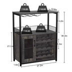 Mueble Bar de Vinos de 3 Niveles con Botellero y Espacio de Almacenamiento, Aparador con Soporte para Copas y Puerta de Malla, para Cocina, Sala de Estar y Bar