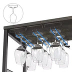 Mueble Bar de Vinos de 3 Niveles con Botellero y Espacio de Almacenamiento, Aparador con Soporte para Copas y Puerta de Malla, para Cocina, Sala de Estar y Bar