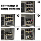 Mueble Bar de Vinos de 3 Niveles con Botellero y Espacio de Almacenamiento, Aparador con Soporte para Copas y Puerta de Malla, para Cocina, Sala de Estar y Bar