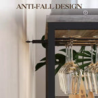 Mueble Bar de Vinos de 3 Niveles con Botellero y Espacio de Almacenamiento, Aparador con Soporte para Copas y Puerta de Malla, para Cocina, Sala de Estar y Bar