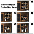 Mueble Bar de Vinos de 3 Niveles con Botellero y Espacio de Almacenamiento, Aparador con Soporte para Copas y Puerta de Malla, para Cocina, Sala de Estar y Bar