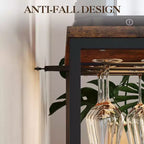 Mueble Bar de Vinos de 3 Niveles con Botellero y Espacio de Almacenamiento, Aparador con Soporte para Copas y Puerta de Malla, para Cocina, Sala de Estar y Bar