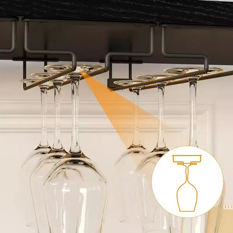 Mueble Bar de Vinos de 3 Niveles con Botellero y Espacio de Almacenamiento, Aparador con Soporte para Copas y Puerta de Malla, para Cocina, Sala de Estar y Bar