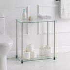 Mesa auxiliar HomeStock de 61 cm de alto con tapa de cristal rectangular de color plateado, 1 pieza