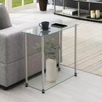 Mesa auxiliar HomeStock de 61 cm de alto con tapa de cristal rectangular de color plateado, 1 pieza