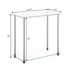 Mesa auxiliar HomeStock de 61 cm de alto con tapa de cristal rectangular de color plateado, 1 pieza