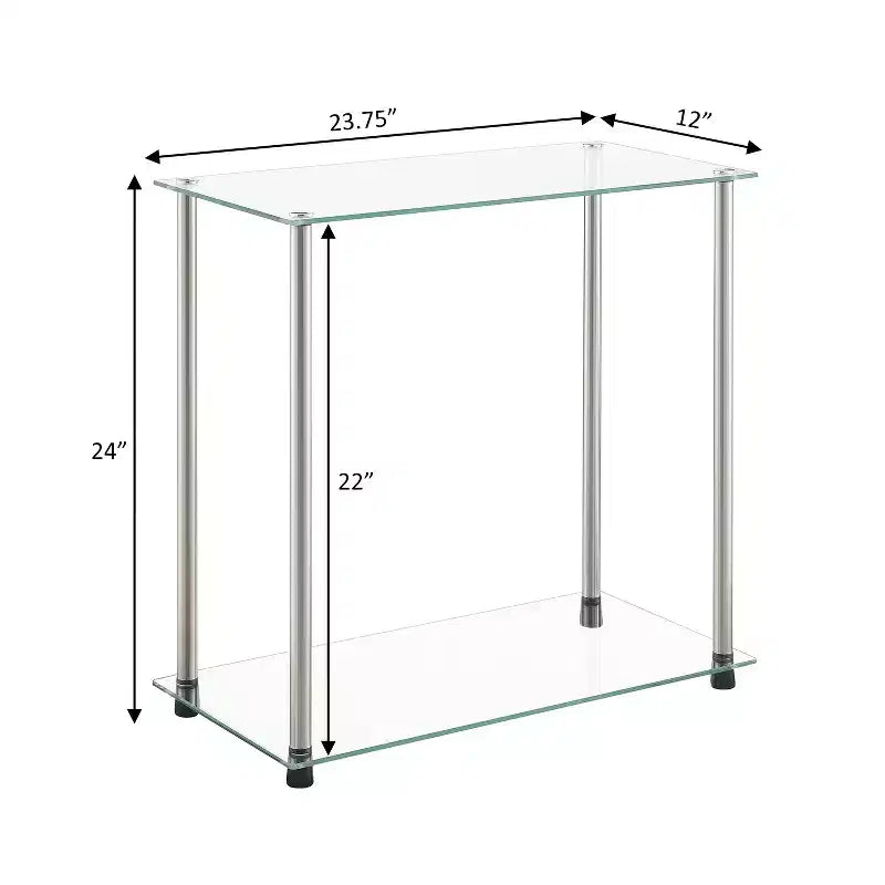 Mesa auxiliar HomeStock de 61 cm de alto con tapa de cristal rectangular de color plateado, 1 pieza