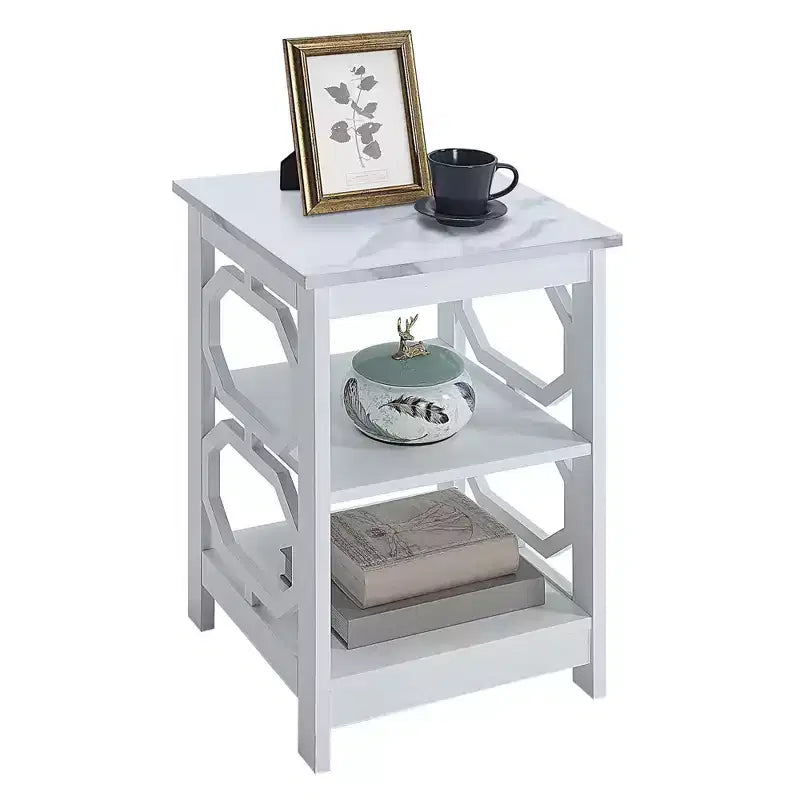 Mesa auxiliar rectangular de madera HomeStock de 60,32 cm de alto en color blanco, 1 unidad