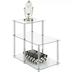 HomeStock 24.25 in.H Silver Color Rectangle Glass Table Top End Table 1 -piece