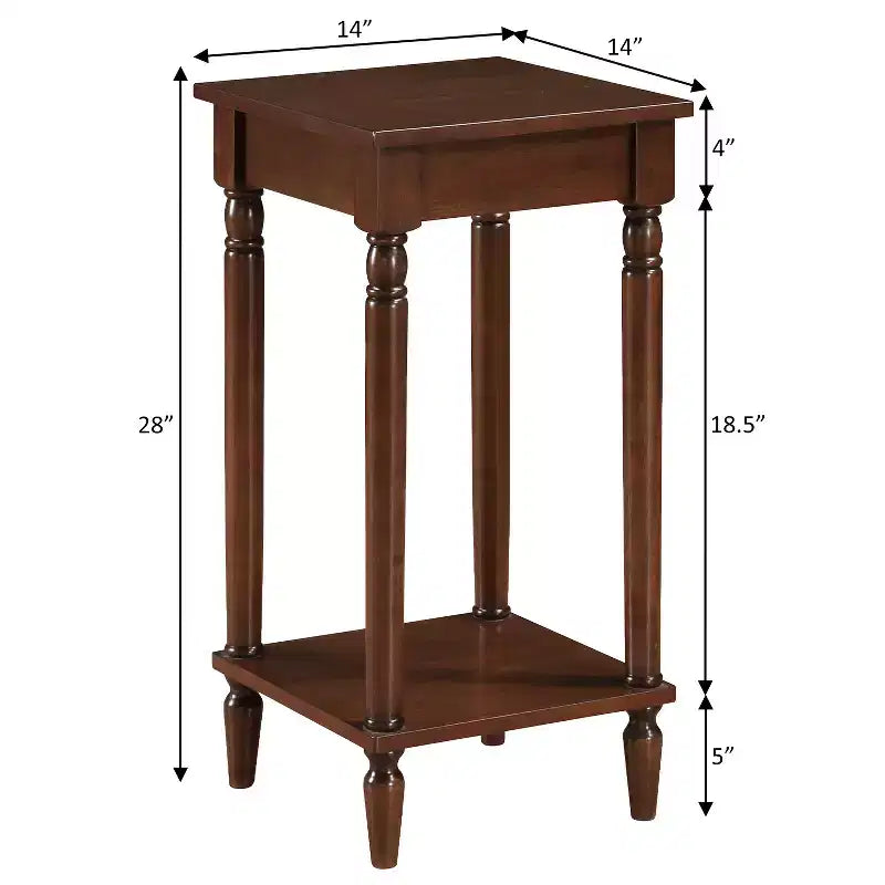 HomeStock Mesa auxiliar rectangular de madera de 28 pulgadas de alto, color marrón, 1 pieza
