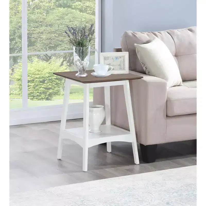 HomeStock Mesa auxiliar de madera rectangular de 24 pulgadas de alto, color blanco, 1 pieza