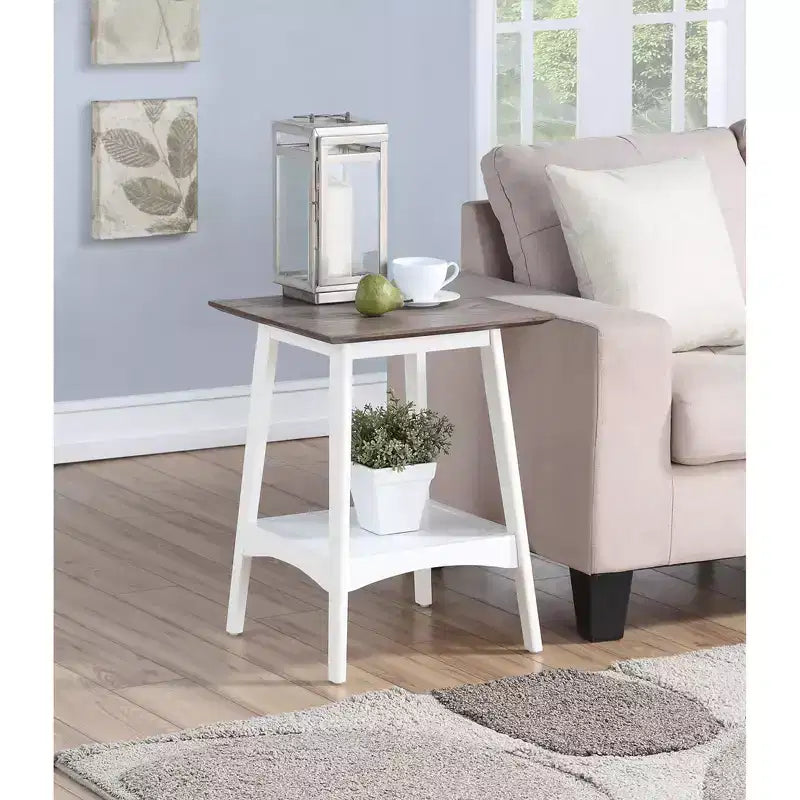 HomeStock Mesa auxiliar de madera rectangular de 24 pulgadas de alto, color blanco, 1 pieza