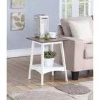 HomeStock Mesa auxiliar de madera rectangular de 24 pulgadas de alto, color blanco, 1 pieza