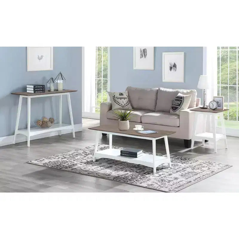 HomeStock Mesa auxiliar de madera rectangular de 24 pulgadas de alto, color blanco, 1 pieza
