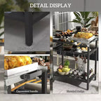 NAYSAYE Carrito de Bar Isla de Cocina Exterior con Encimera de Acero Inoxidable y Almacenamiento para Patio, Negro, 48*24.4*33.1