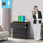 Archivador lateral Acekool de 3 cajones con cerradura, organizador de almacenamiento metálico para archivos tamaño carta/legal/A4, gabinete de oficina negro que ahorra espacio