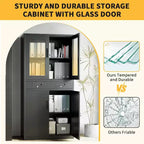 Acekool 71 Gabinete de almacenamiento con puertas de vidrio, estantes ajustables y cajones con cerradura, organizador vertical de metal para oficina en casa, garaje, lavadero