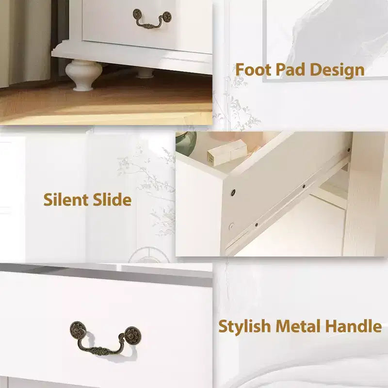 Cómoda de 9 cajones, cómoda rústica de madera con tiradores de metal, organizador de almacenamiento para dormitorio, sala de estar