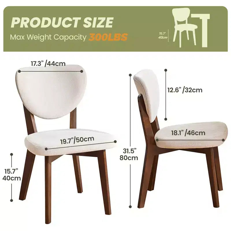 KERDOM Juego de 8 sillas de comedor de madera, silla de comedor moderna tapizada en tela, cojín de asiento ancho sin reposabrazos, silla de comedor de granja, beige