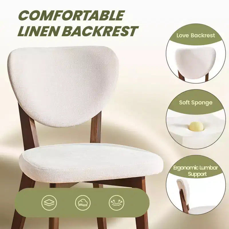 KERDOM Juego de 8 sillas de comedor de madera, silla de comedor moderna tapizada en tela, cojín de asiento ancho sin reposabrazos, silla de comedor de granja, beige