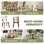 KERDOM Juego de 8 sillas de comedor de madera, silla de comedor moderna tapizada en tela, cojín de asiento ancho sin reposabrazos, silla de comedor de granja, beige