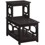 Mesa auxiliar de dos niveles HomeStock Belmont con estructura en forma de L y paneles laterales octagonales, mesa auxiliar decorativa de tres niveles para sala de estar
