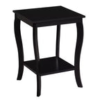 Mesa auxiliar cuadrada HomeStock Belmont con estantes de dos niveles, mesa auxiliar decorativa de estilo clásico transicional con amplio espacio de almacenamiento para la decoración de la sala de estar
