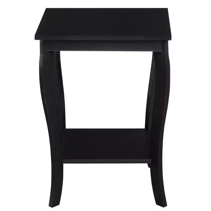 Mesa auxiliar cuadrada HomeStock Belmont con estantes de dos niveles, mesa auxiliar decorativa de estilo clásico transicional con amplio espacio de almacenamiento para la decoración de la sala de estar