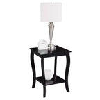 Mesa auxiliar cuadrada HomeStock Belmont con estantes de dos niveles, mesa auxiliar decorativa de estilo clásico transicional con amplio espacio de almacenamiento para la decoración de la sala de estar