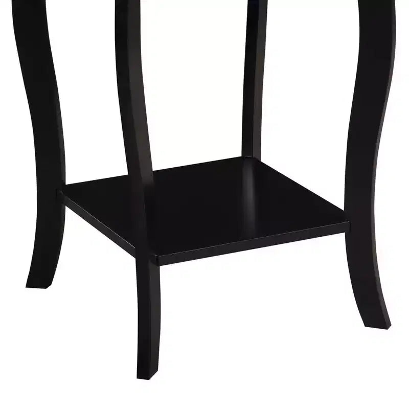 Mesa auxiliar cuadrada HomeStock Belmont con estantes de dos niveles, mesa auxiliar decorativa de estilo clásico transicional con amplio espacio de almacenamiento para la decoración de la sala de estar