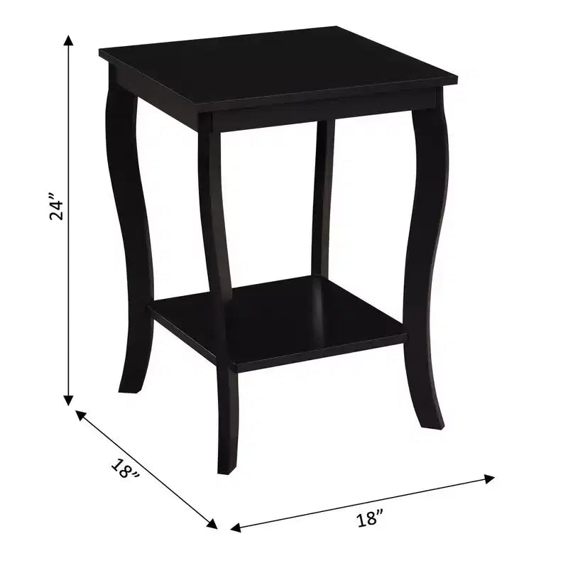 Mesa auxiliar cuadrada HomeStock Belmont con estantes de dos niveles, mesa auxiliar decorativa de estilo clásico transicional con amplio espacio de almacenamiento para la decoración de la sala de estar