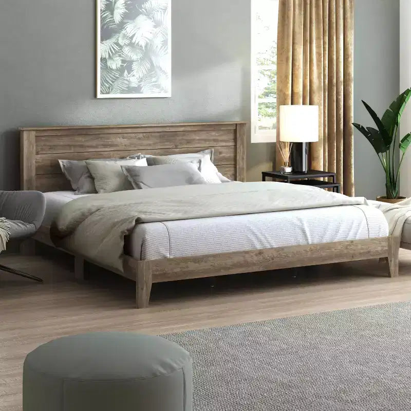 Cama Galano King Tiena Lencia con cabecero, roble nudoso