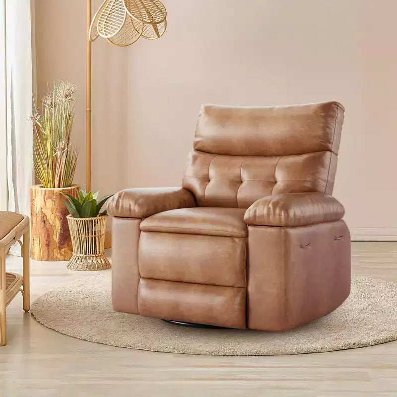 Sillón reclinable giratorio extra ancho GustoWave para adultos, sofá reclinable de masaje, mecedora tapizada para guardería