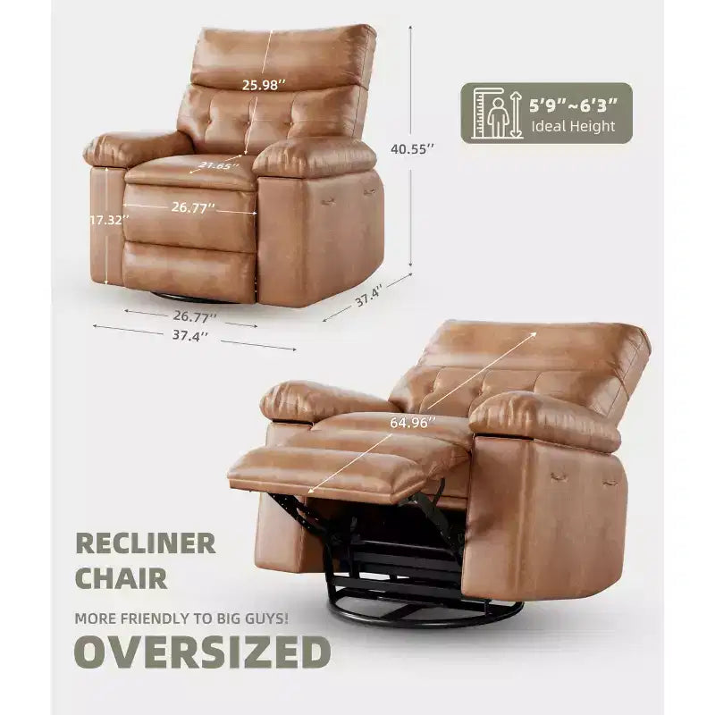 Sillón reclinable giratorio extra ancho GustoWave para adultos, sofá reclinable de masaje, mecedora tapizada para guardería