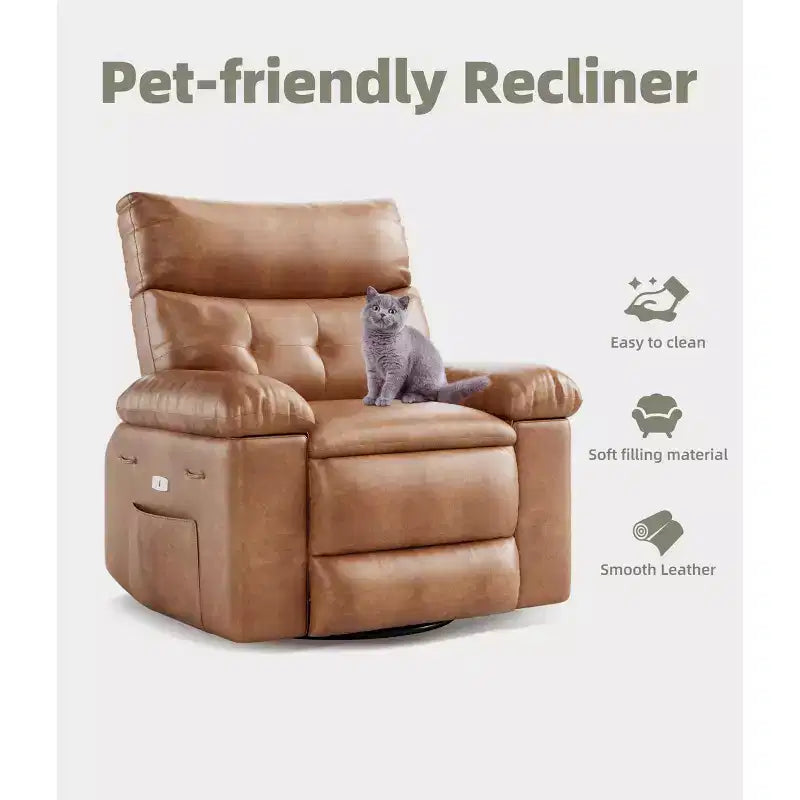 Sillón reclinable giratorio extra ancho GustoWave para adultos, sofá reclinable de masaje, mecedora tapizada para guardería