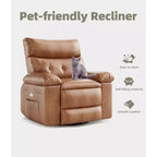 Sillón reclinable giratorio extra ancho GustoWave para adultos, sofá reclinable de masaje, mecedora tapizada para guardería