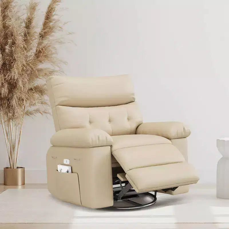 Sillón reclinable giratorio extra ancho GustoWave para adultos, sofá reclinable de masaje, mecedora tapizada para guardería