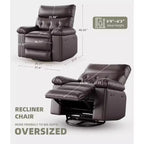 Sillón reclinable giratorio extra ancho GustoWave para adultos, sofá reclinable de masaje, mecedora tapizada para guardería