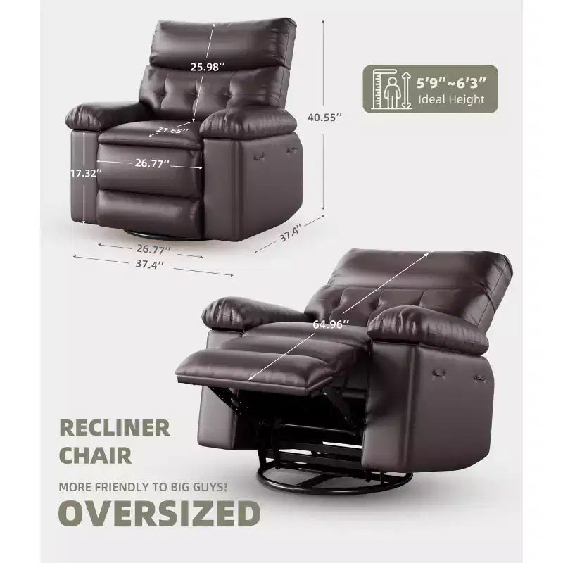 Sillón reclinable giratorio extra ancho GustoWave para adultos, sofá reclinable de masaje, mecedora tapizada para guardería