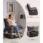 Sillón reclinable giratorio extra ancho GustoWave para adultos, sofá reclinable de masaje, mecedora tapizada para guardería