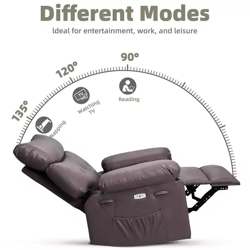 Sillón reclinable giratorio extra ancho GustoWave para adultos, sofá reclinable de masaje, mecedora tapizada para guardería