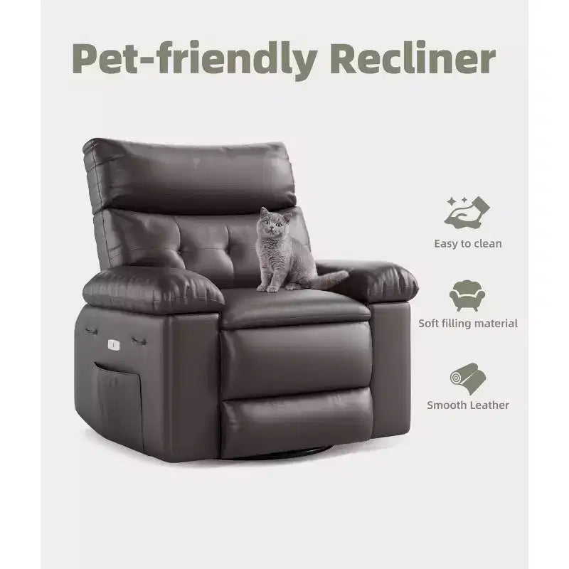 Sillón reclinable giratorio extra ancho GustoWave para adultos, sofá reclinable de masaje, mecedora tapizada para guardería