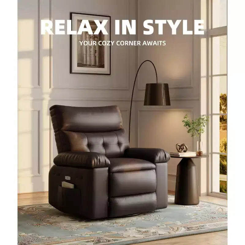 Sillón reclinable giratorio extra ancho GustoWave para adultos, sofá reclinable de masaje, mecedora tapizada para guardería