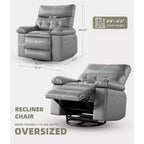 Sillón reclinable giratorio extra ancho GustoWave para adultos, sofá reclinable de masaje, mecedora tapizada para guardería