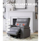 Sillón reclinable giratorio extra ancho GustoWave para adultos, sofá reclinable de masaje, mecedora tapizada para guardería